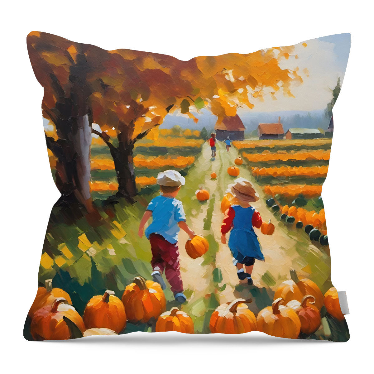 Kids picking their pumpkins - Pillow