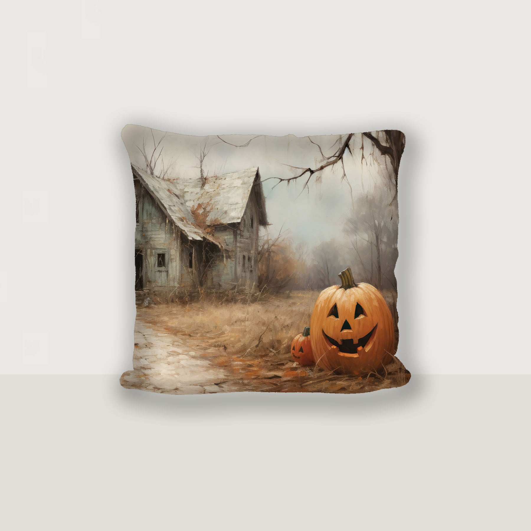 Abandoned house jackolanterns - Pillow