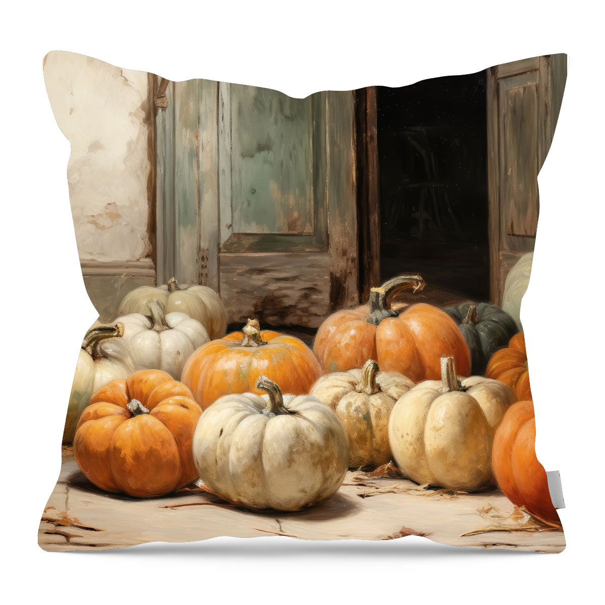 Pumpkins in a doorway - Pillow