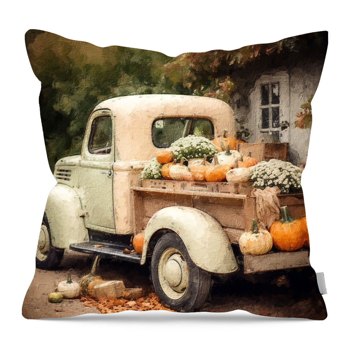 Pink and White Truck - Pillow