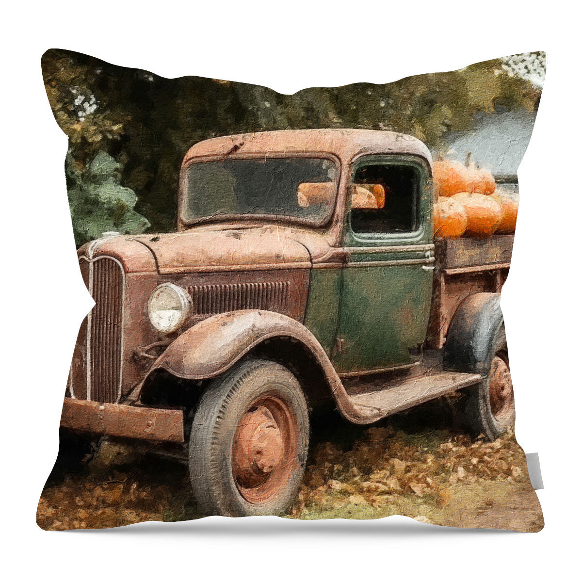 Green and Brown Truck - Pillow