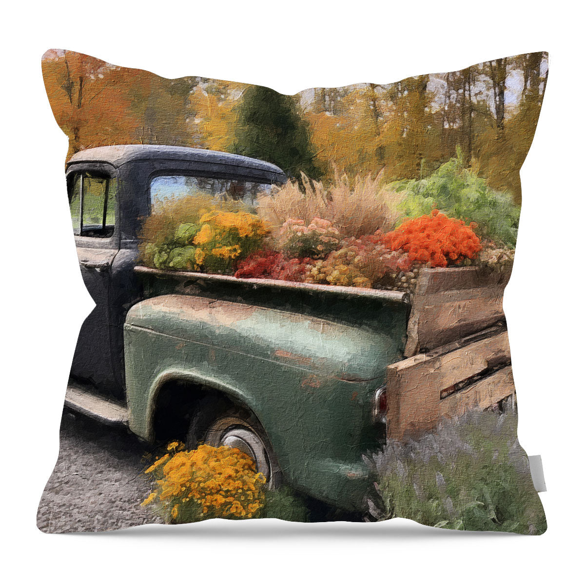 Green and Black Truck - Pillow