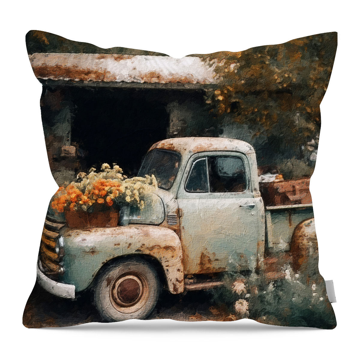 Truck with Flowers - Pillow