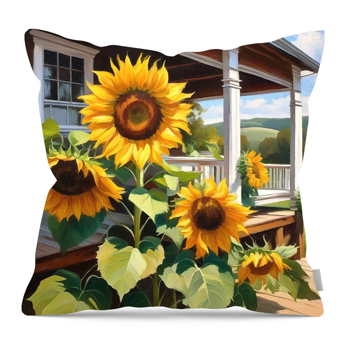 Sunflowers on a porch - Pillow