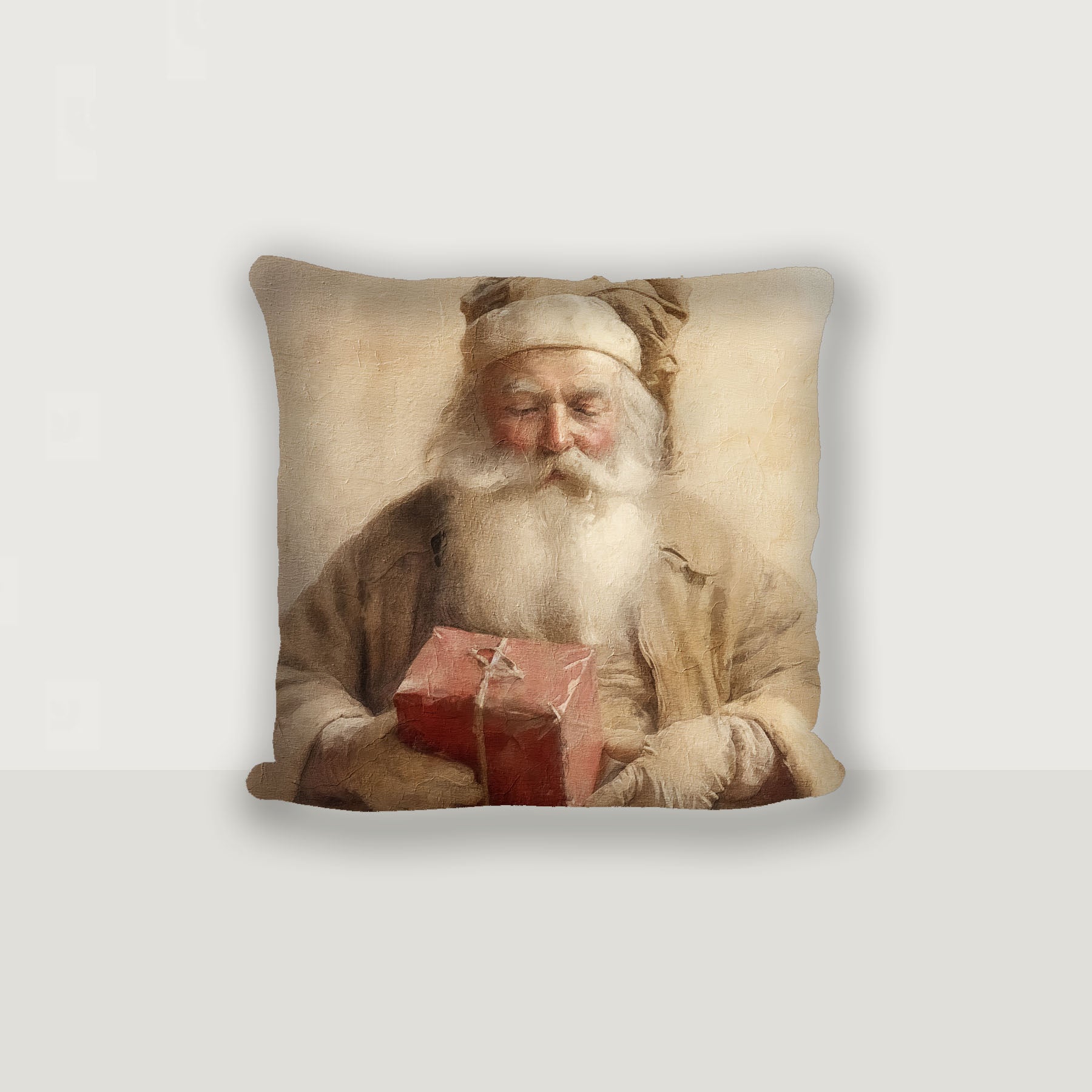 Old world Santa holding gift - Pillow