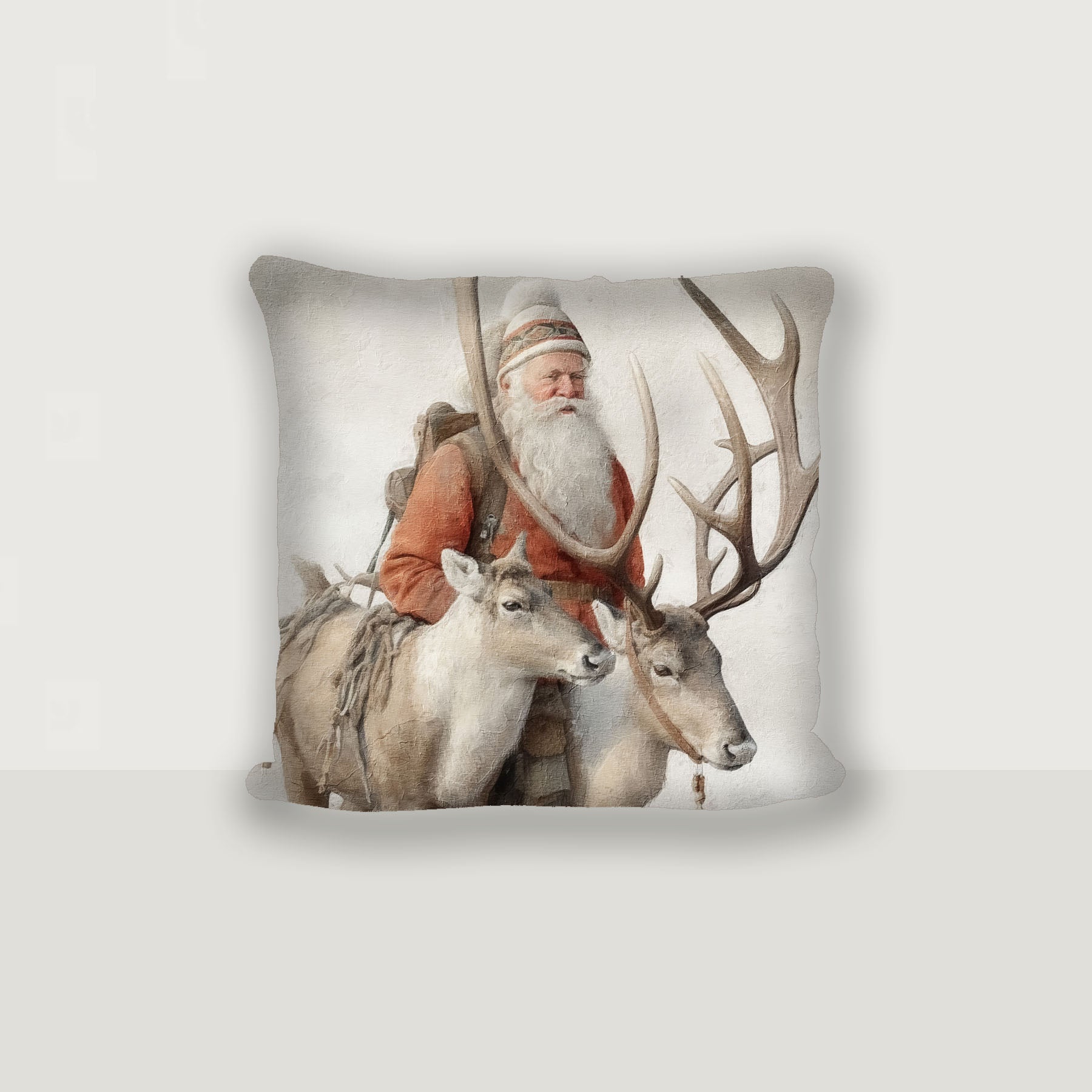 Old world Santa with reindeer - Pillow