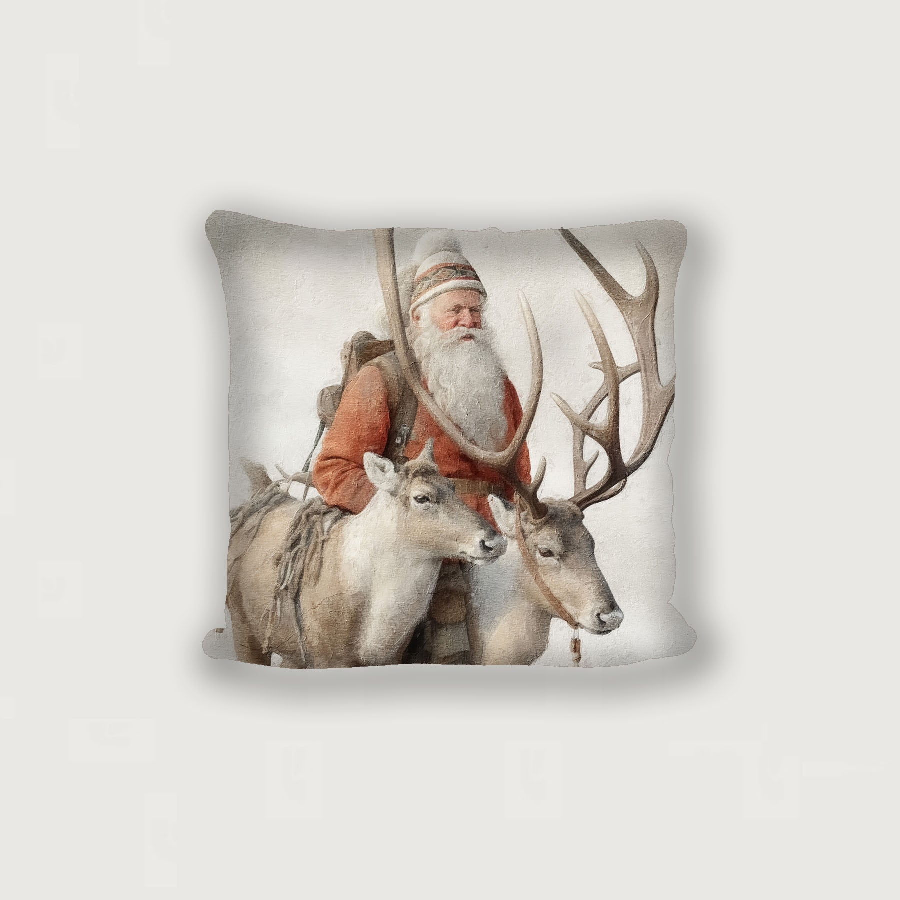 Old world Santa with reindeer - Pillow