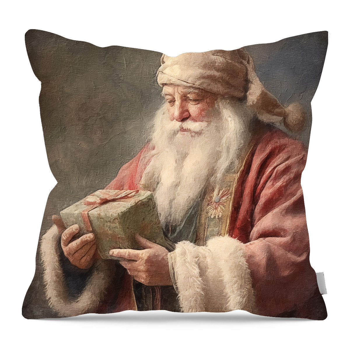 Old world Santa with present - Pillow