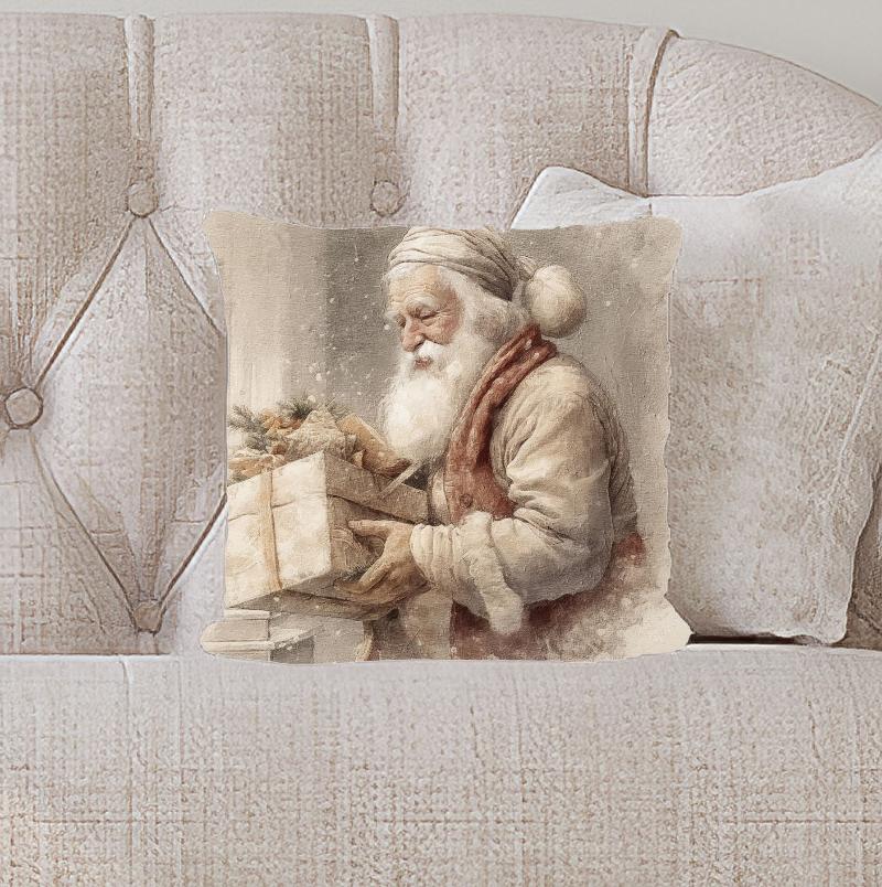 Old world Santa carrying gift - Pillow