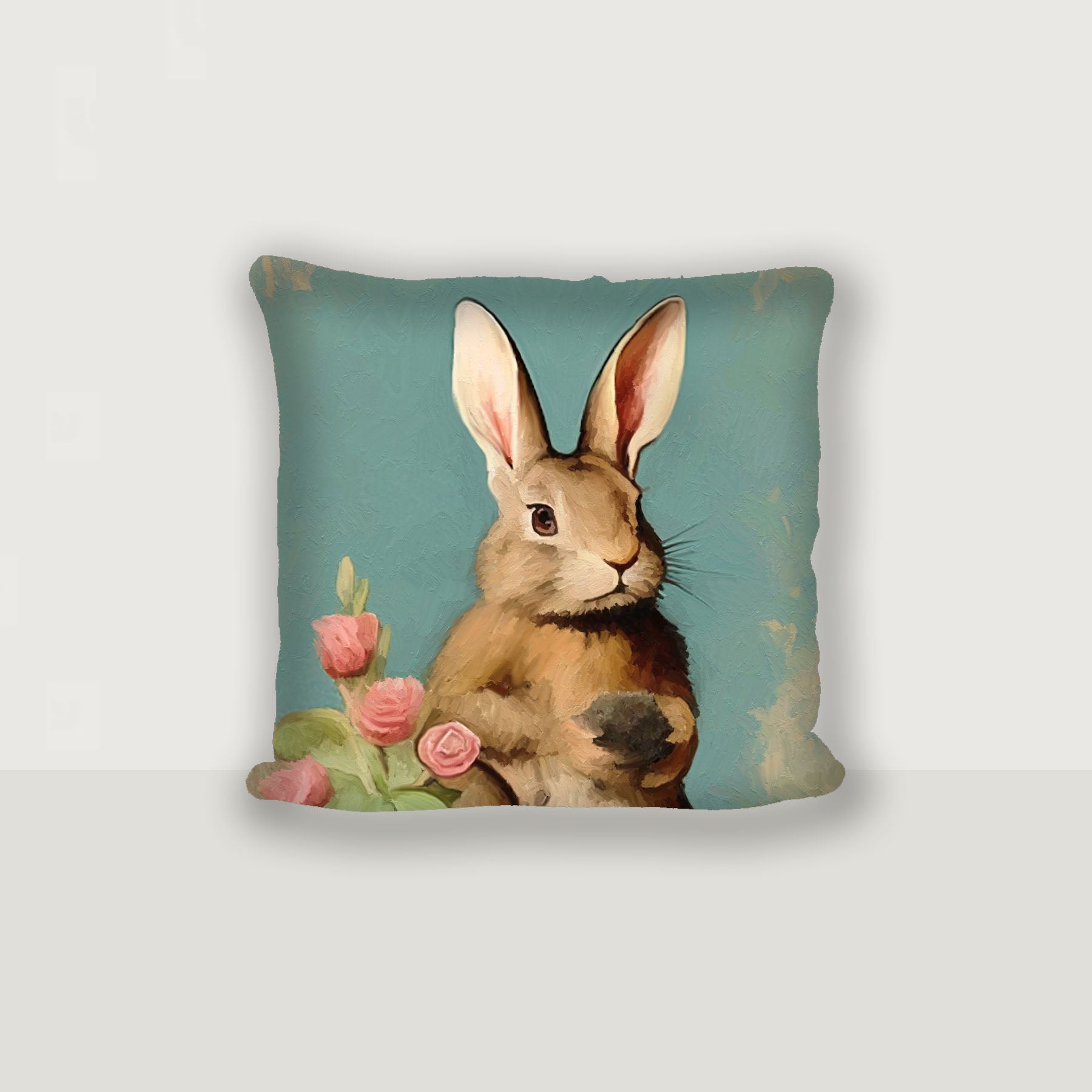 Pastel bunny with roses - Pillow