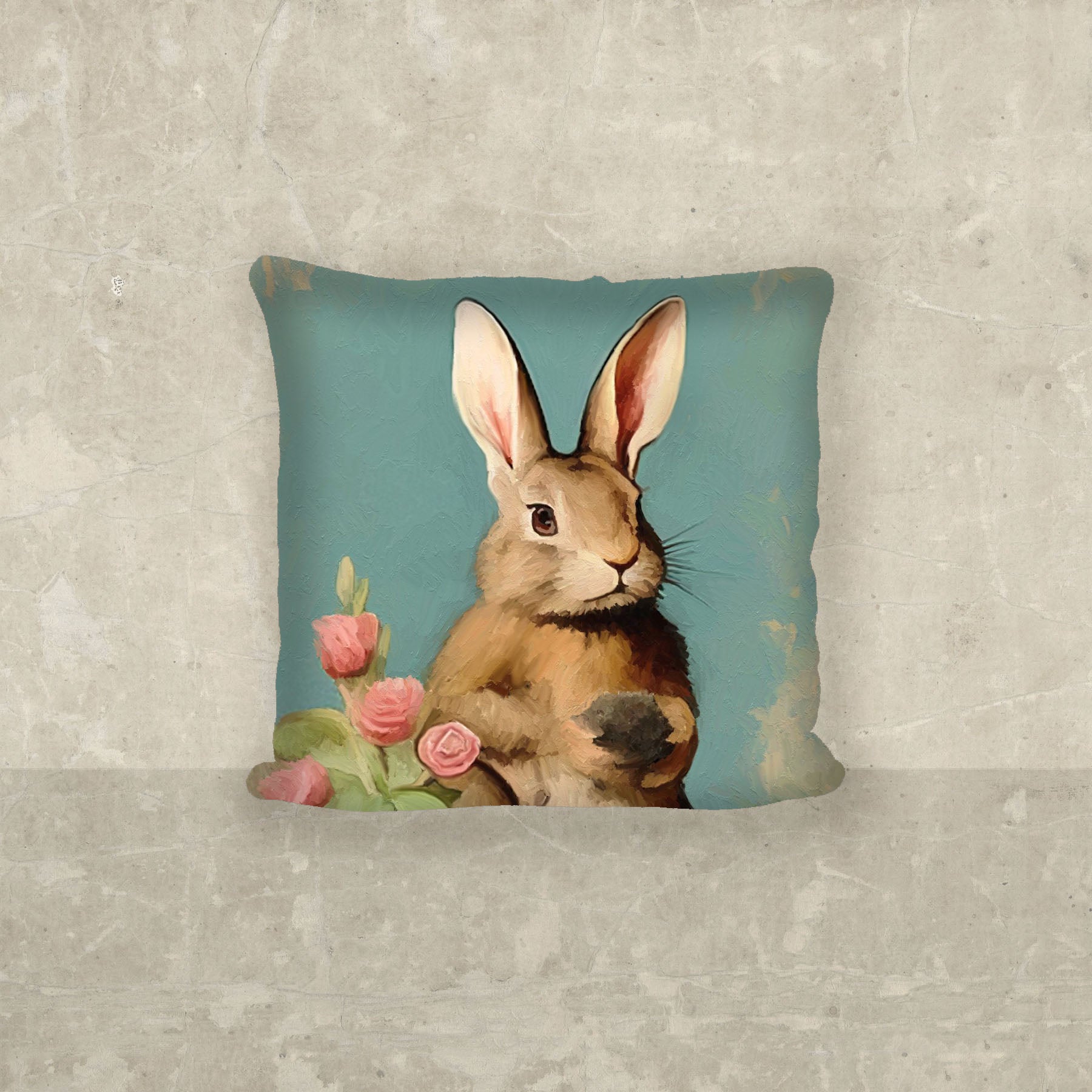 Pastel bunny with roses - Pillow