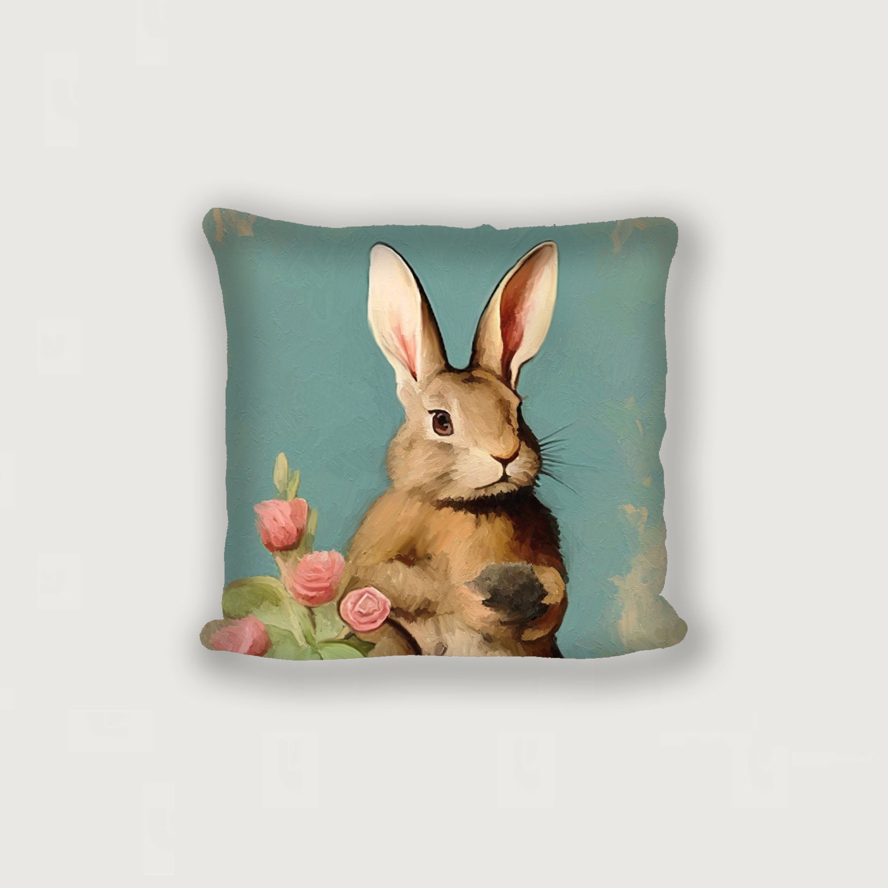 Pastel bunny with roses - Pillow