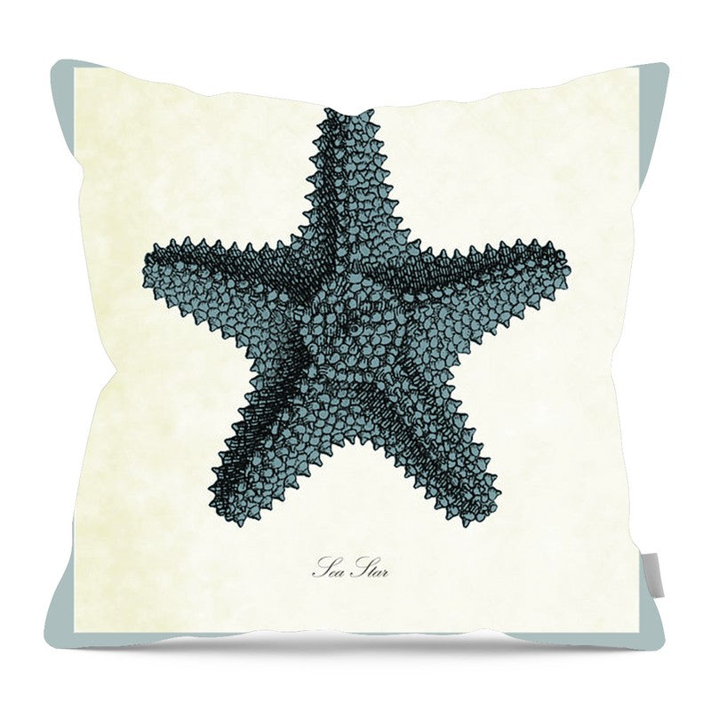 Blue Starfish - Pillow — 16-inch linen-look pillow