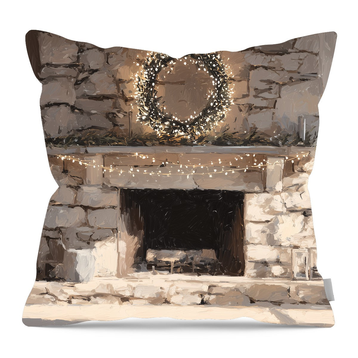 The Mantel at Christmas Time - Pillow