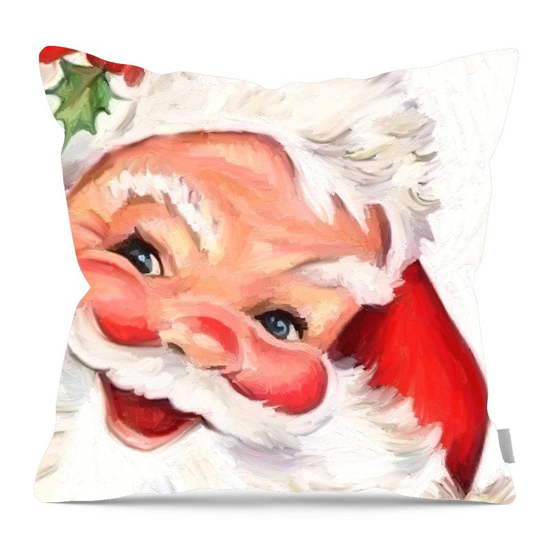 Happy Santa - Pillow — 16-inch linen-look pillow