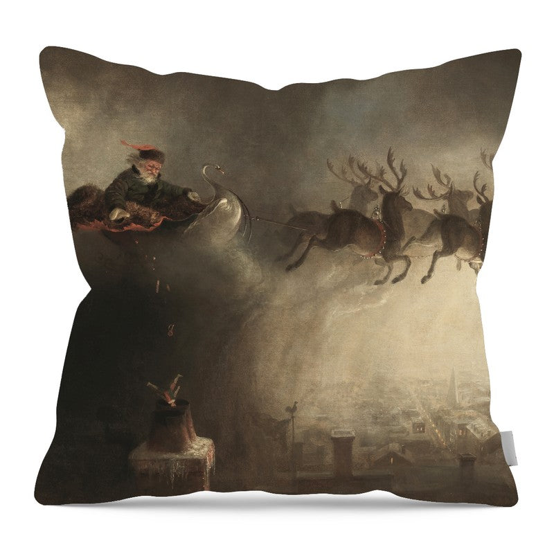 Santa delivering presents - Pillow — 16-inch linen-look pillow