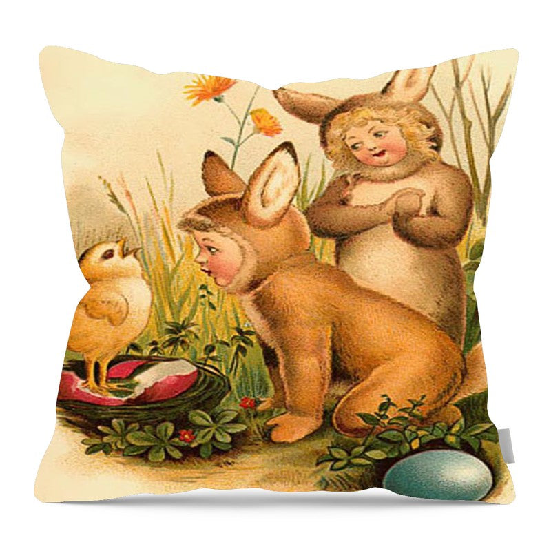 Easter Bunny Suit - Pillow — 16-inch linen-look pillow