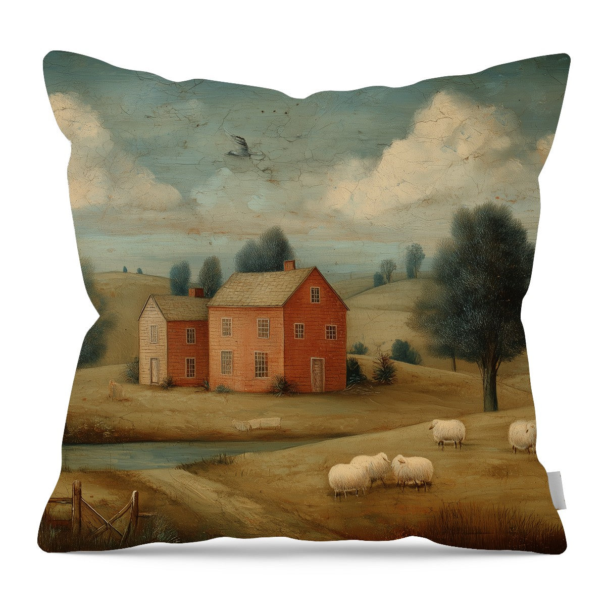 Rustic Sheep at Farm - Pillow