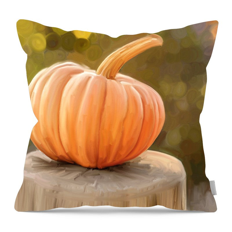 Pumpkin on stump - Pillow — 16-inch linen-look pillow