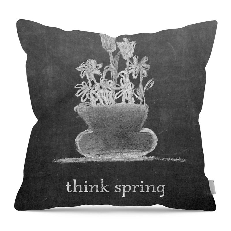 Chalk - Think Spring - Pillow — 16-inch linen-look pillow