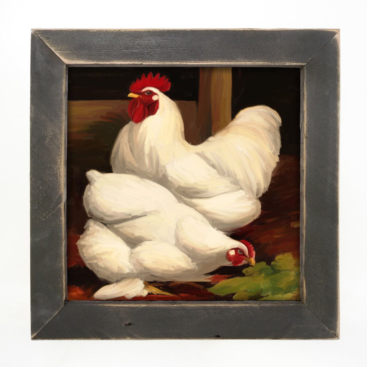 Two White Roosters