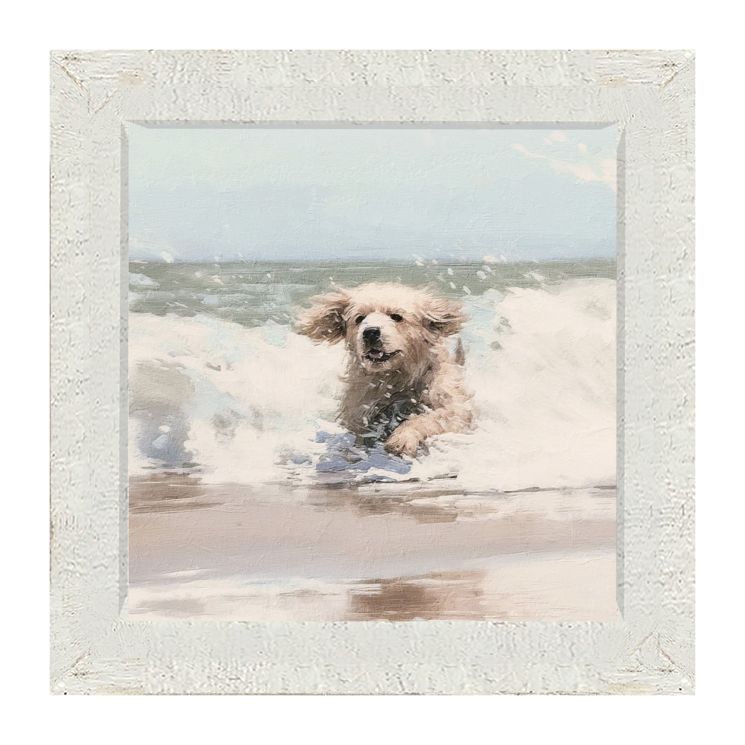Dog running in water - Framed Art