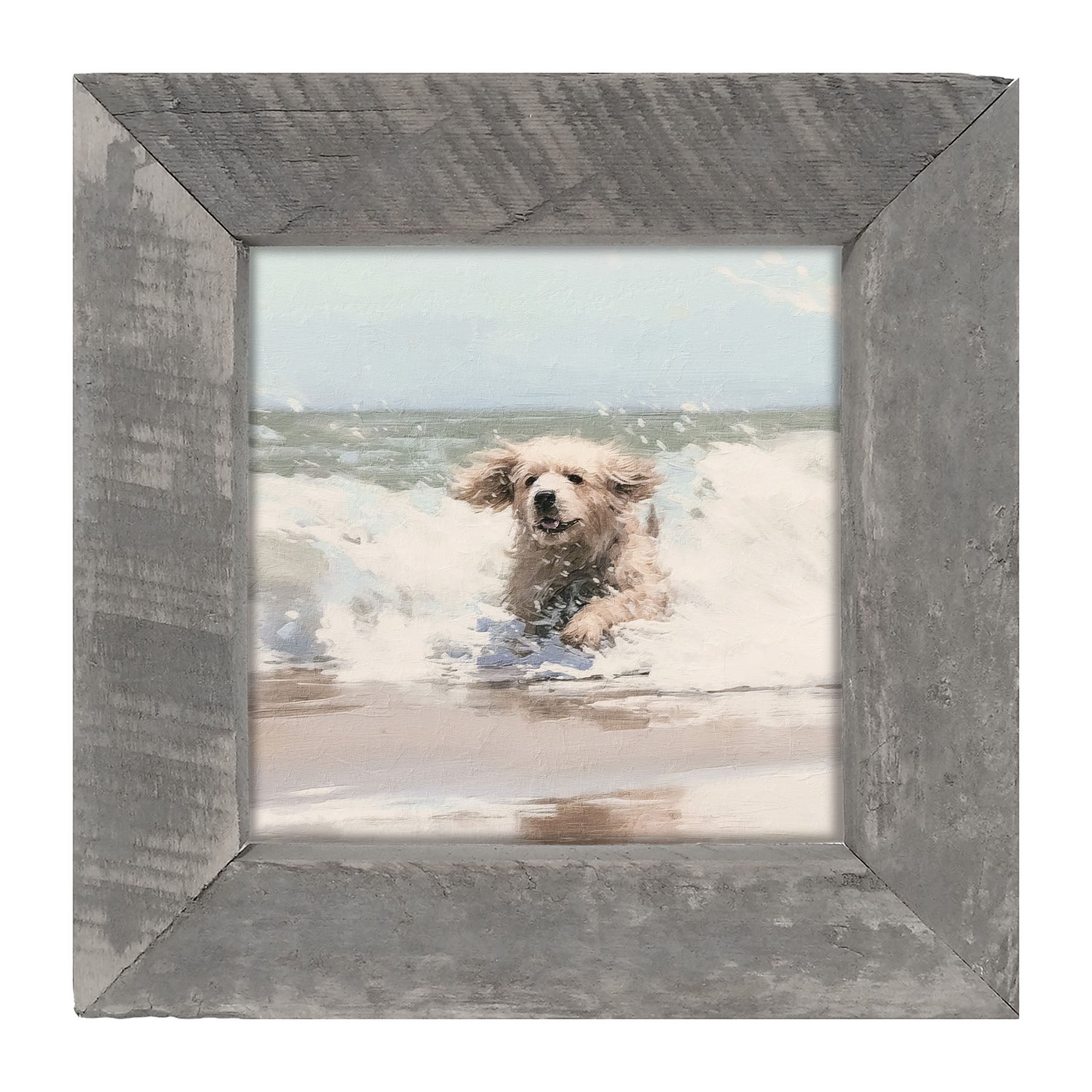 Dog running in water - Framed Art