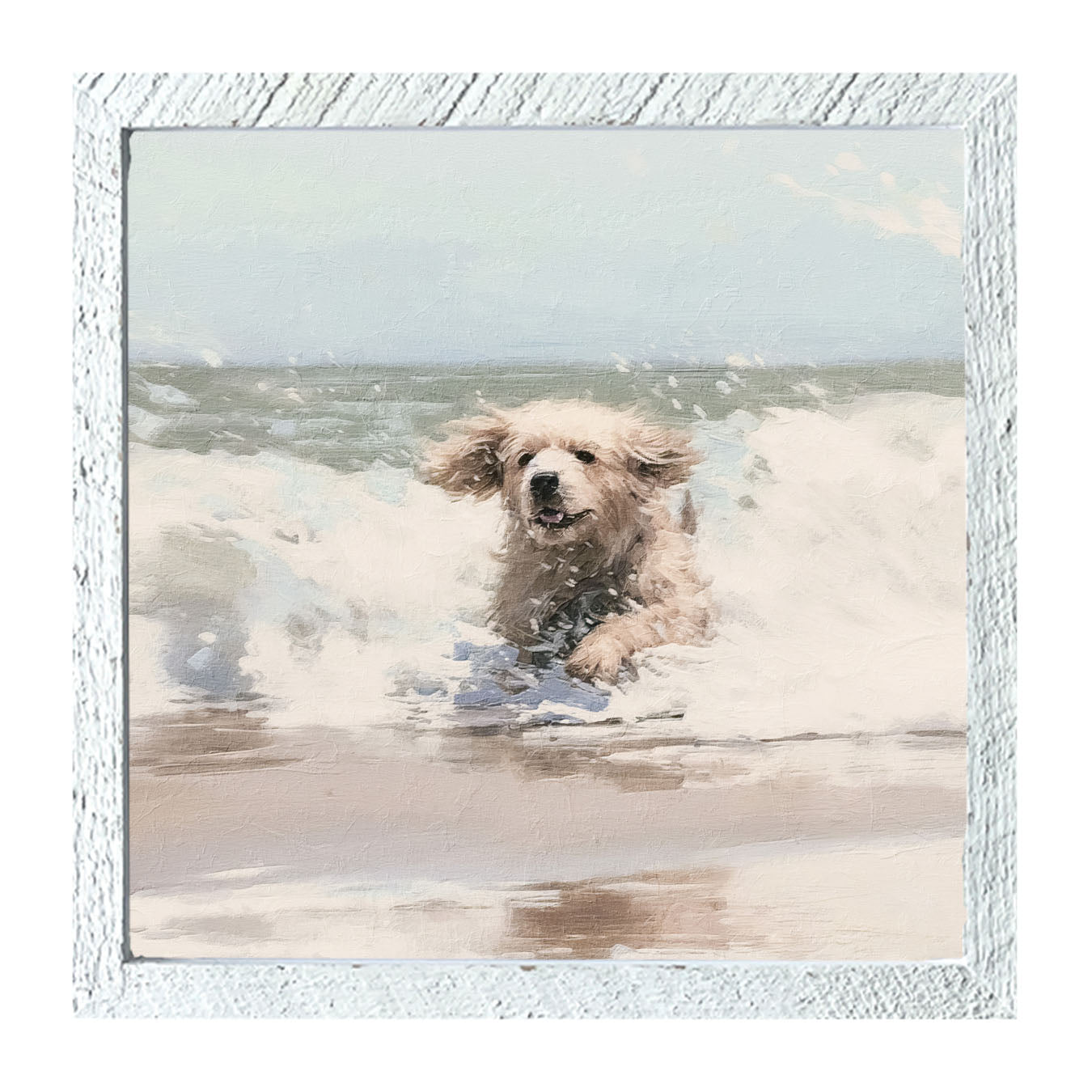 Dog running in water - Framed Art