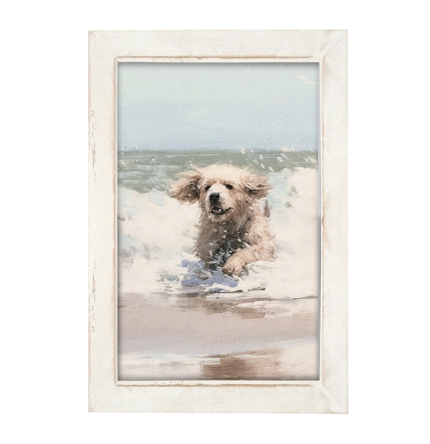 Dog running in water - Framed Art
