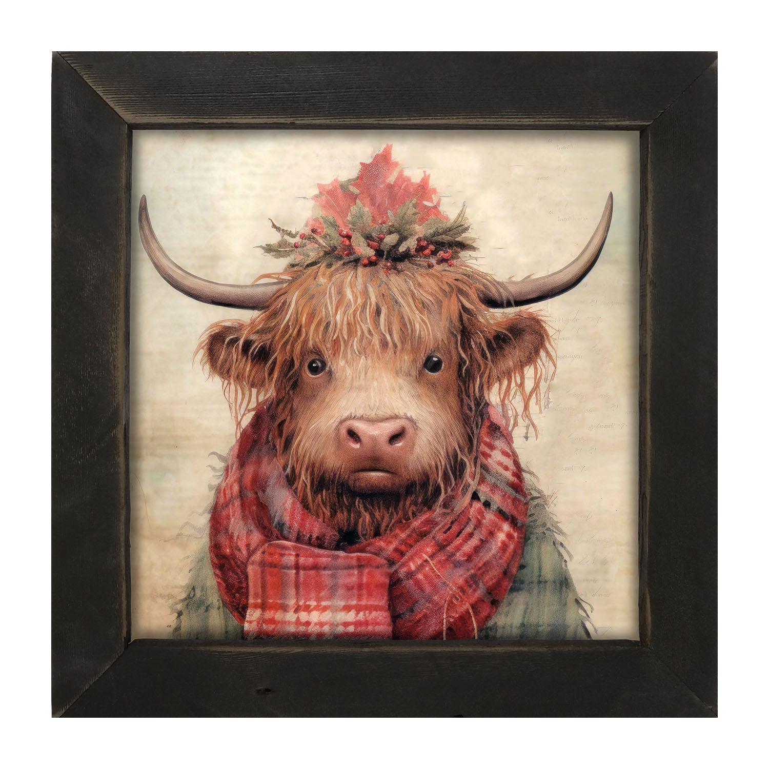Winter coat cow - Framed Art