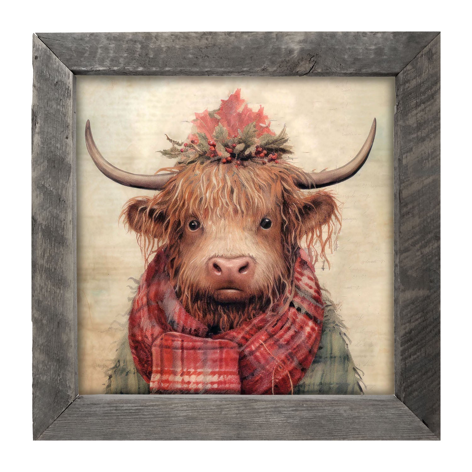 Winter coat cow - Framed Art