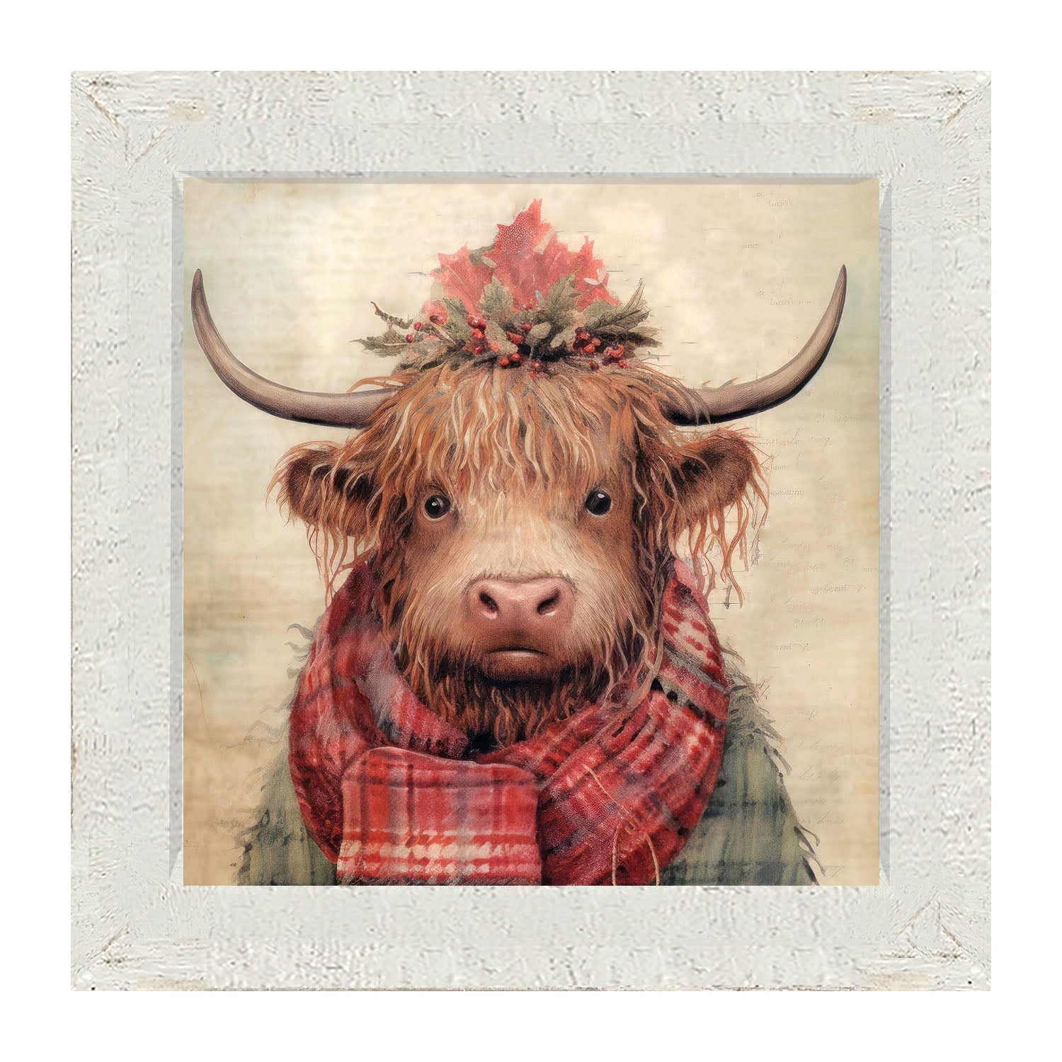 Winter coat cow - Framed Art