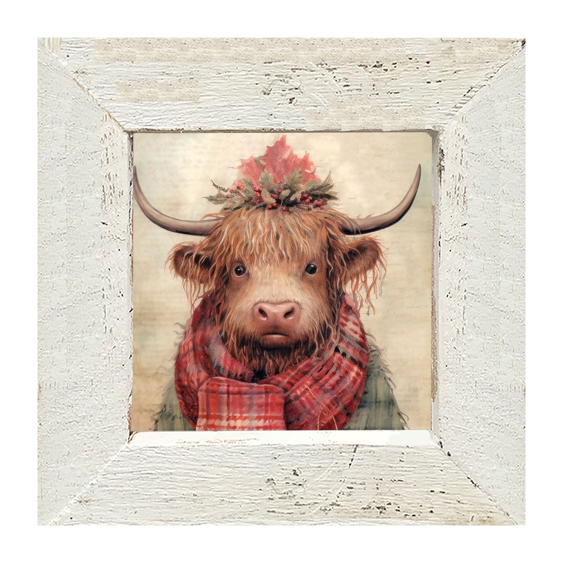 Winter coat cow - Framed Art