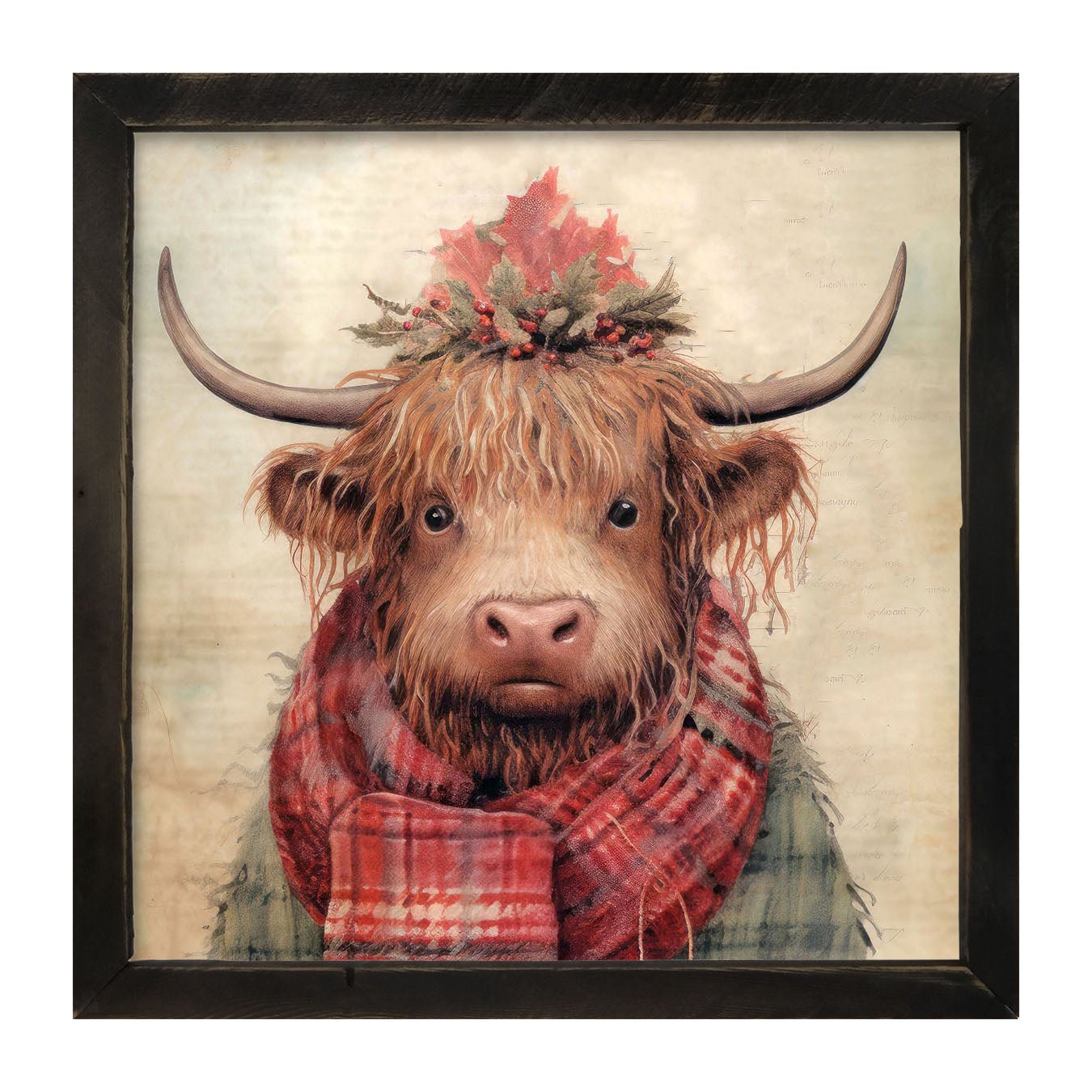Winter coat cow - Framed Art
