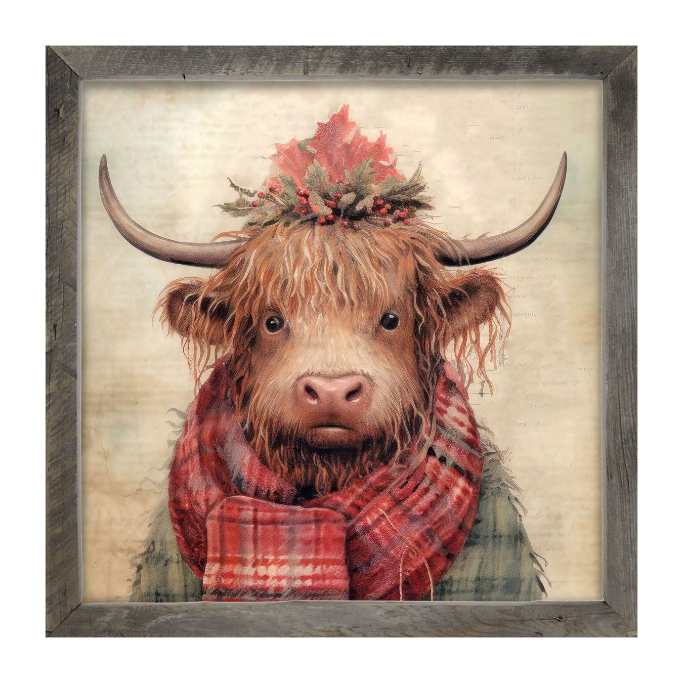 Winter coat cow - Framed Art