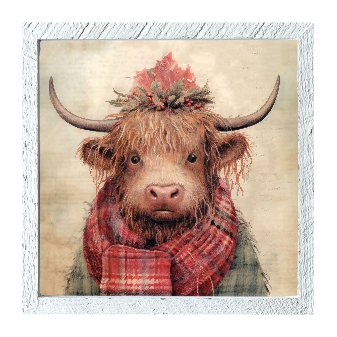 Winter coat cow - Framed Art