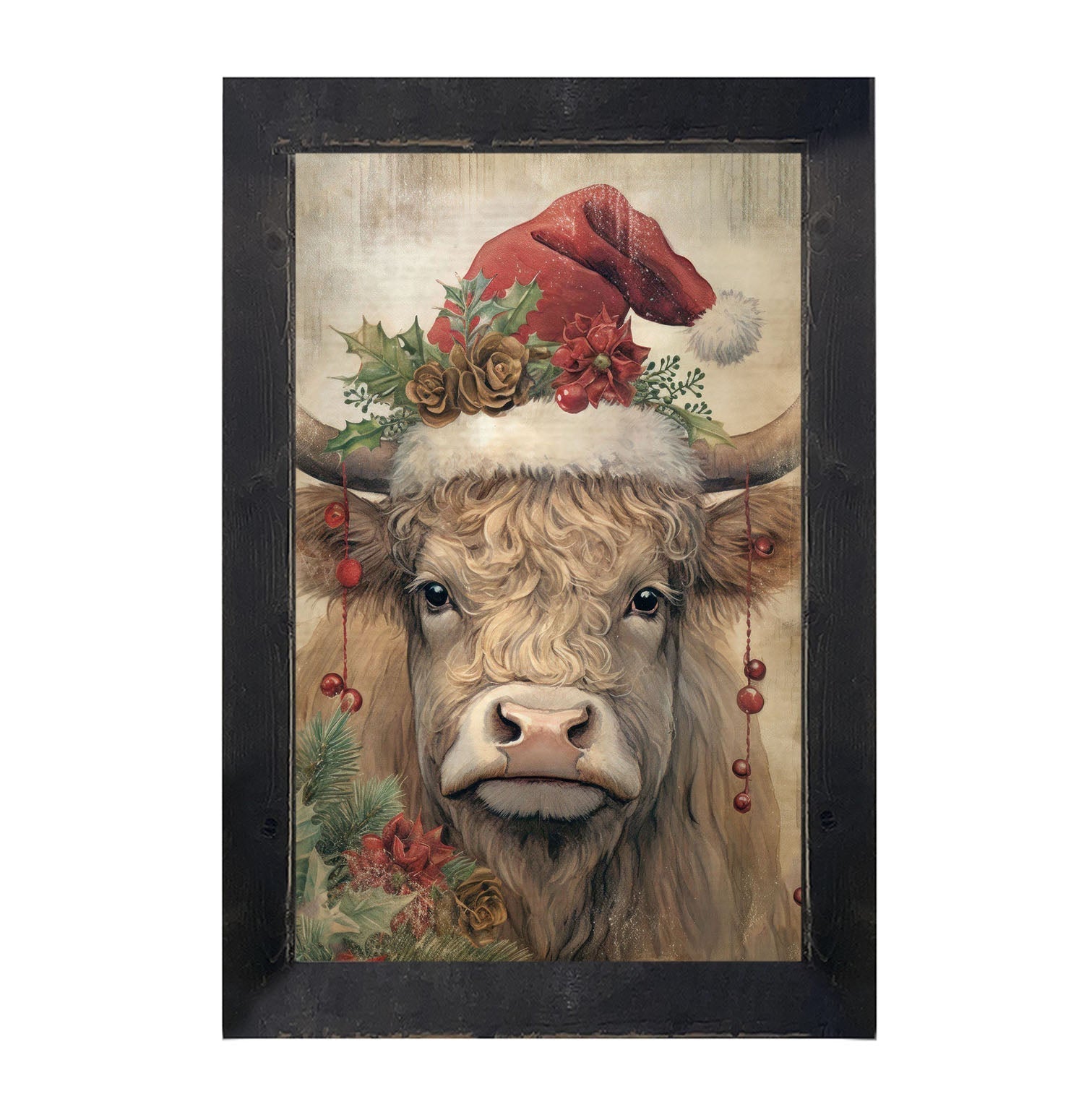 Christmas Cow - Framed Art