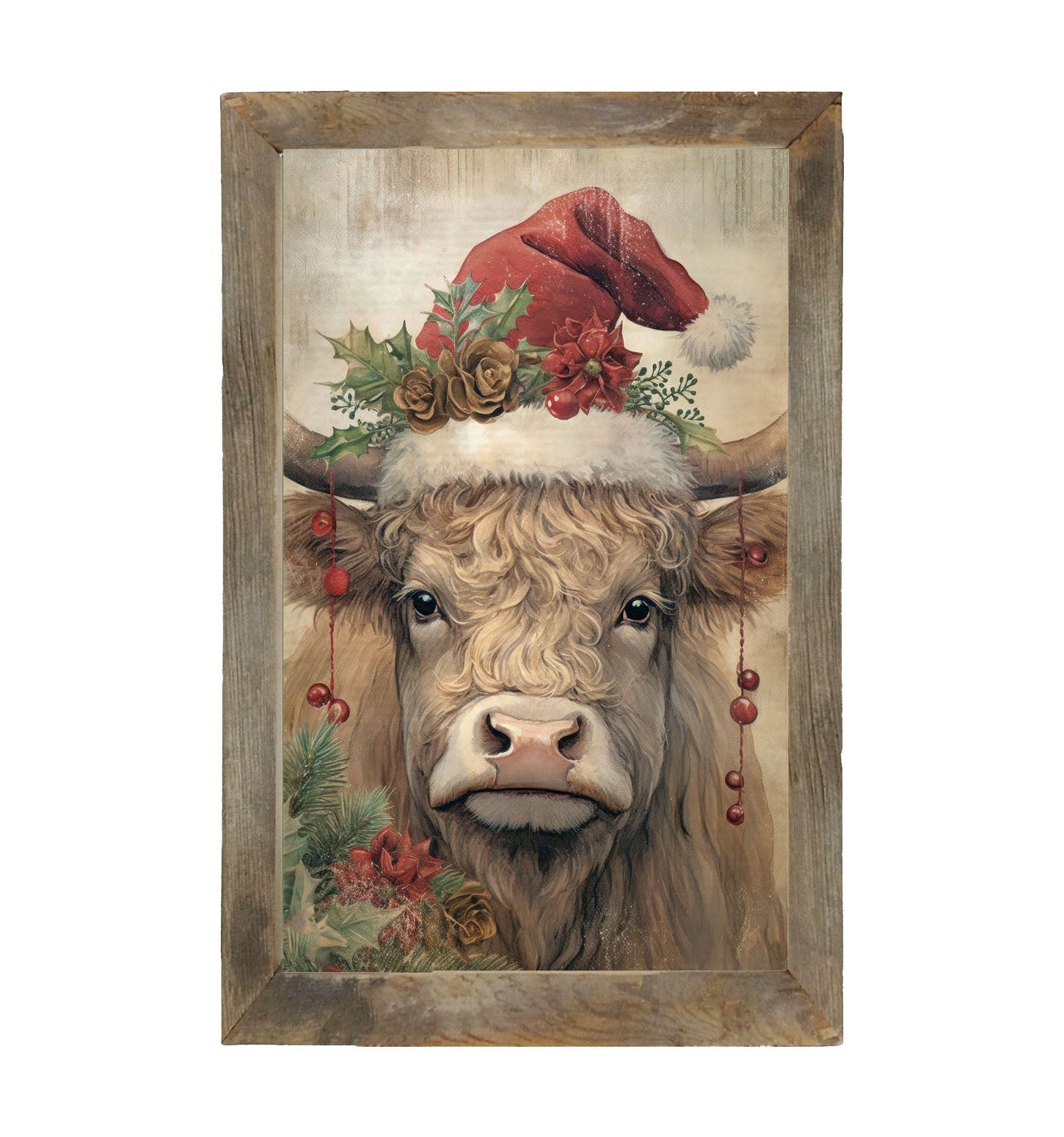 Christmas Cow - Framed Art