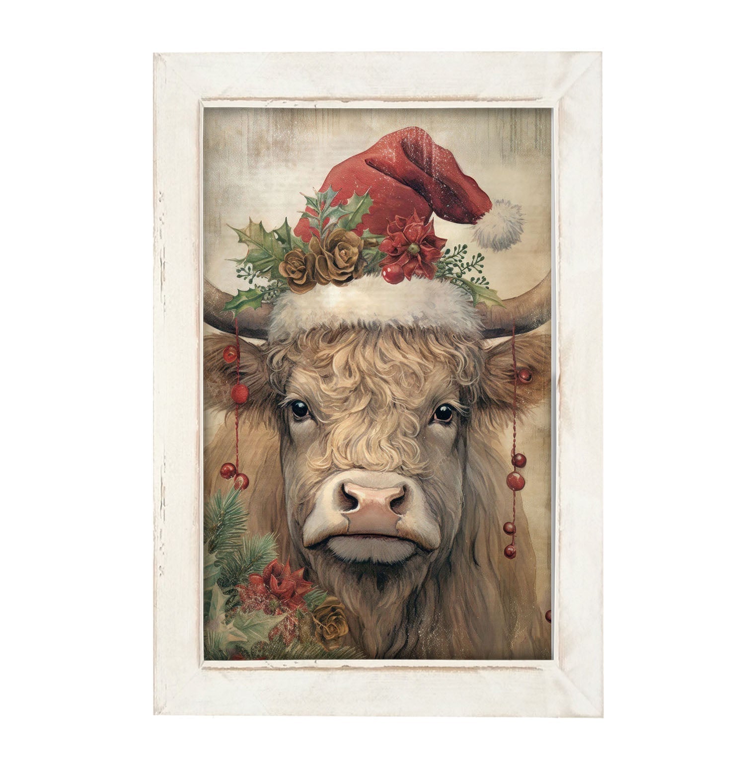 Christmas Cow - Framed Art