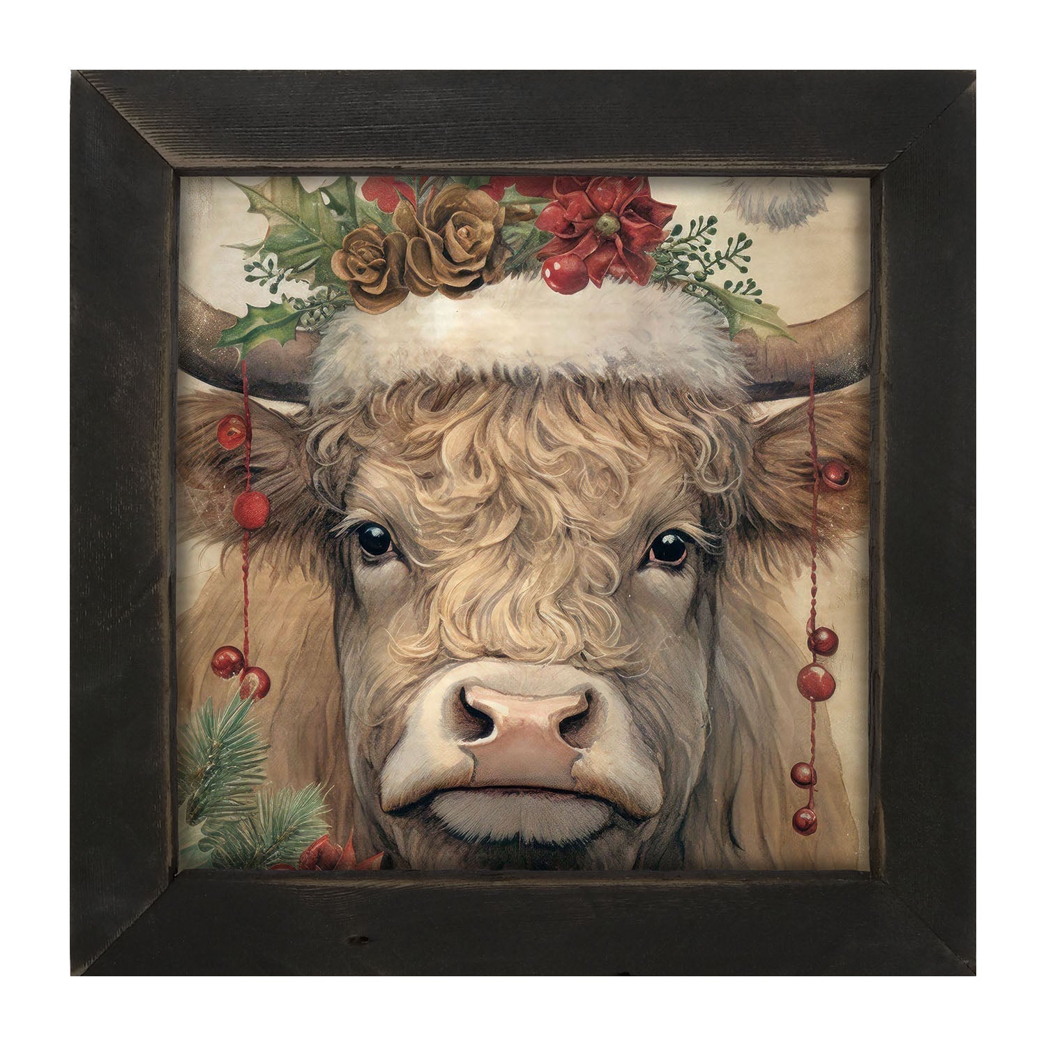 Christmas Cow - Framed Art