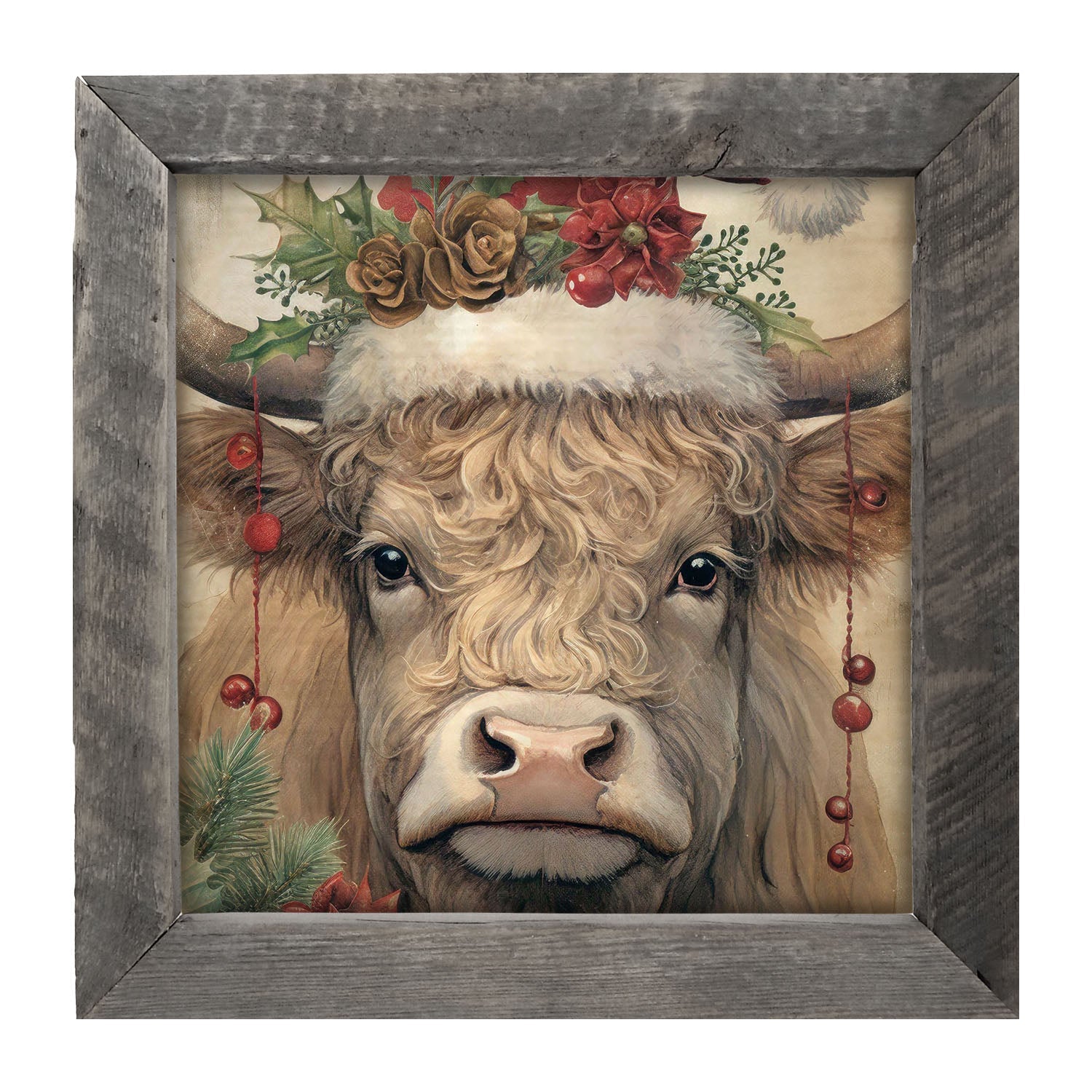 Christmas Cow - Framed Art