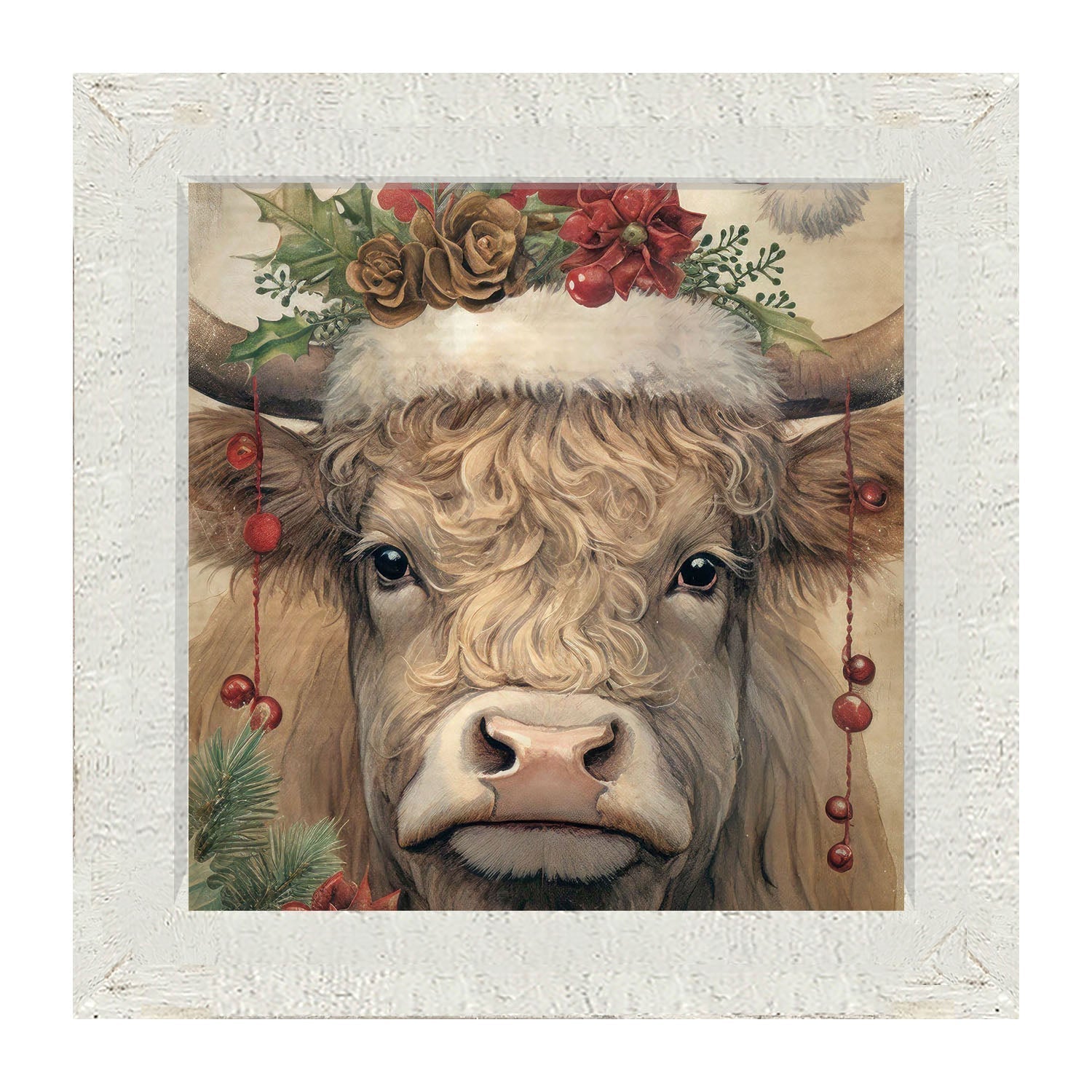 Christmas Cow - Framed Art