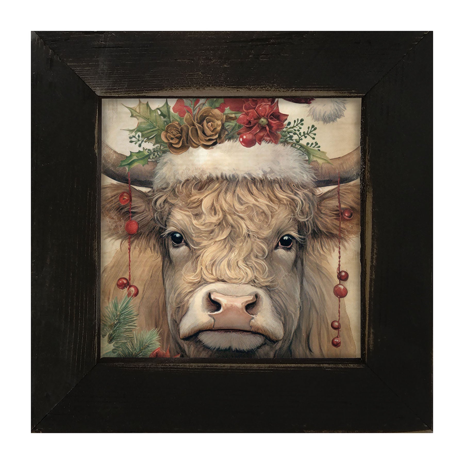 Christmas Cow - Framed Art
