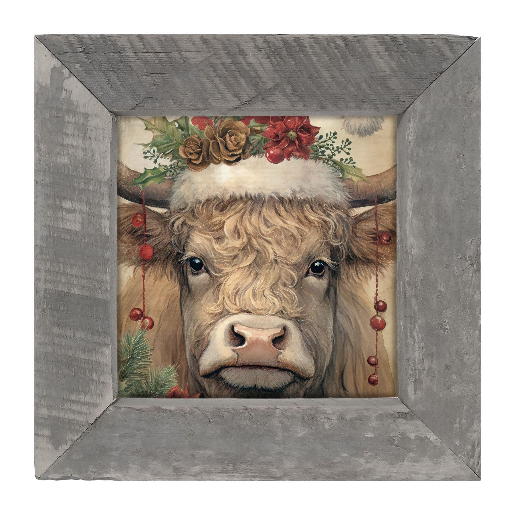 Christmas Cow - Framed Art