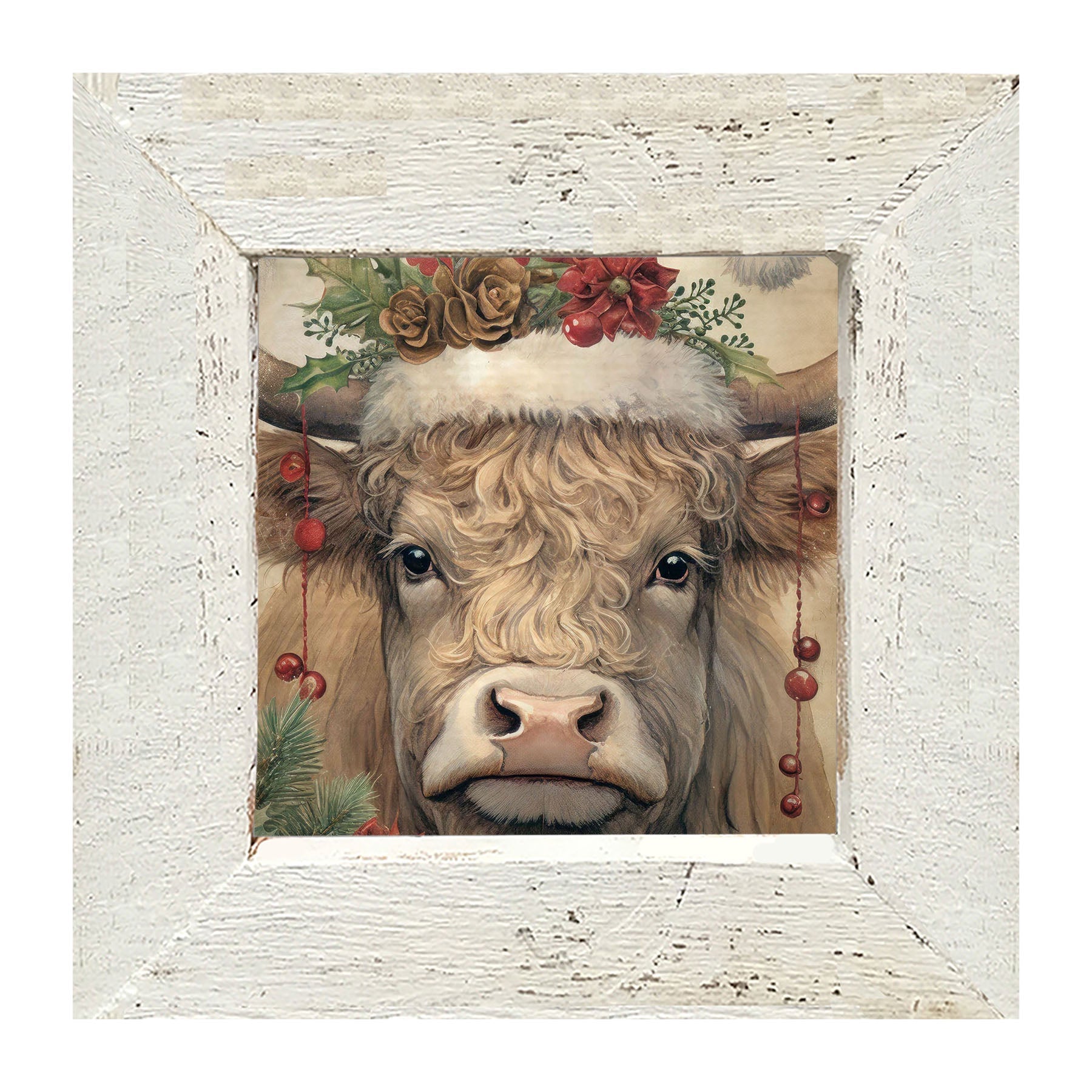 Christmas Cow - Framed Art