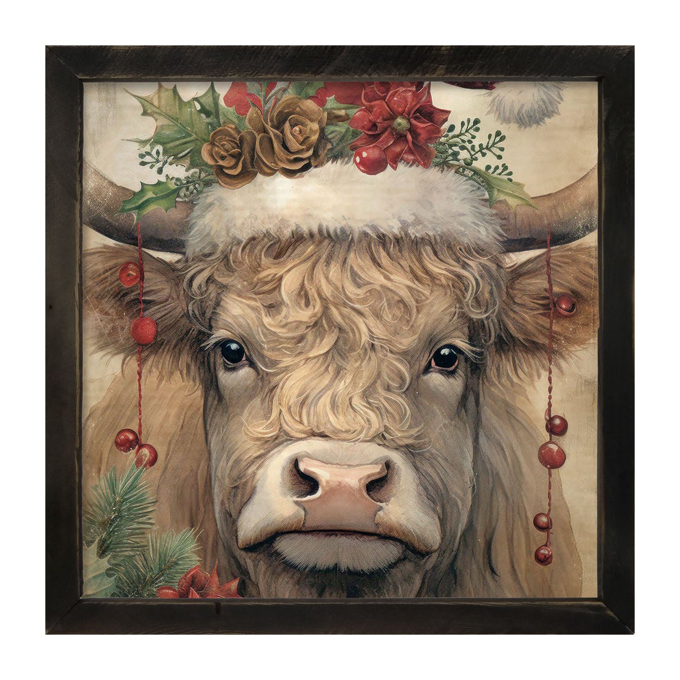 Christmas Cow - Framed Art