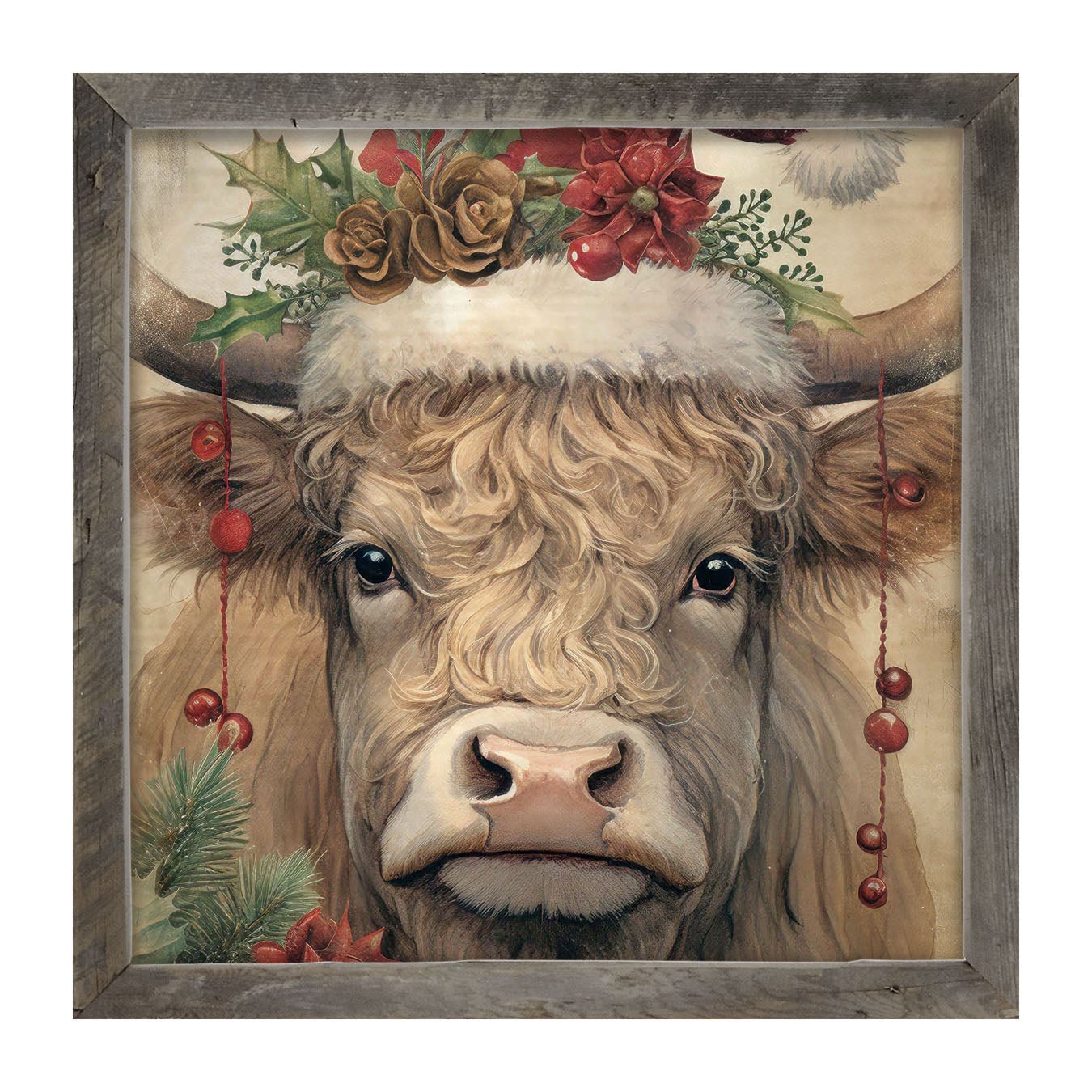 Christmas Cow - Framed Art