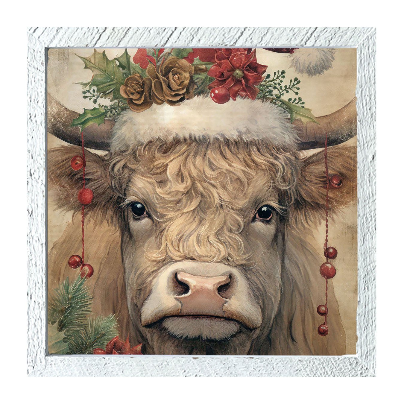 Christmas Cow - Framed Art