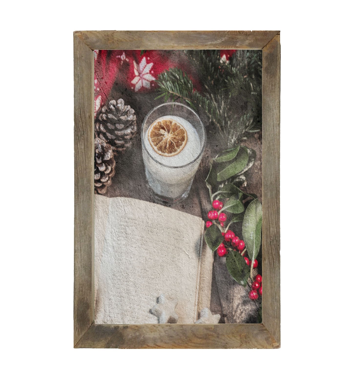 Christmas book with berries - Framed art