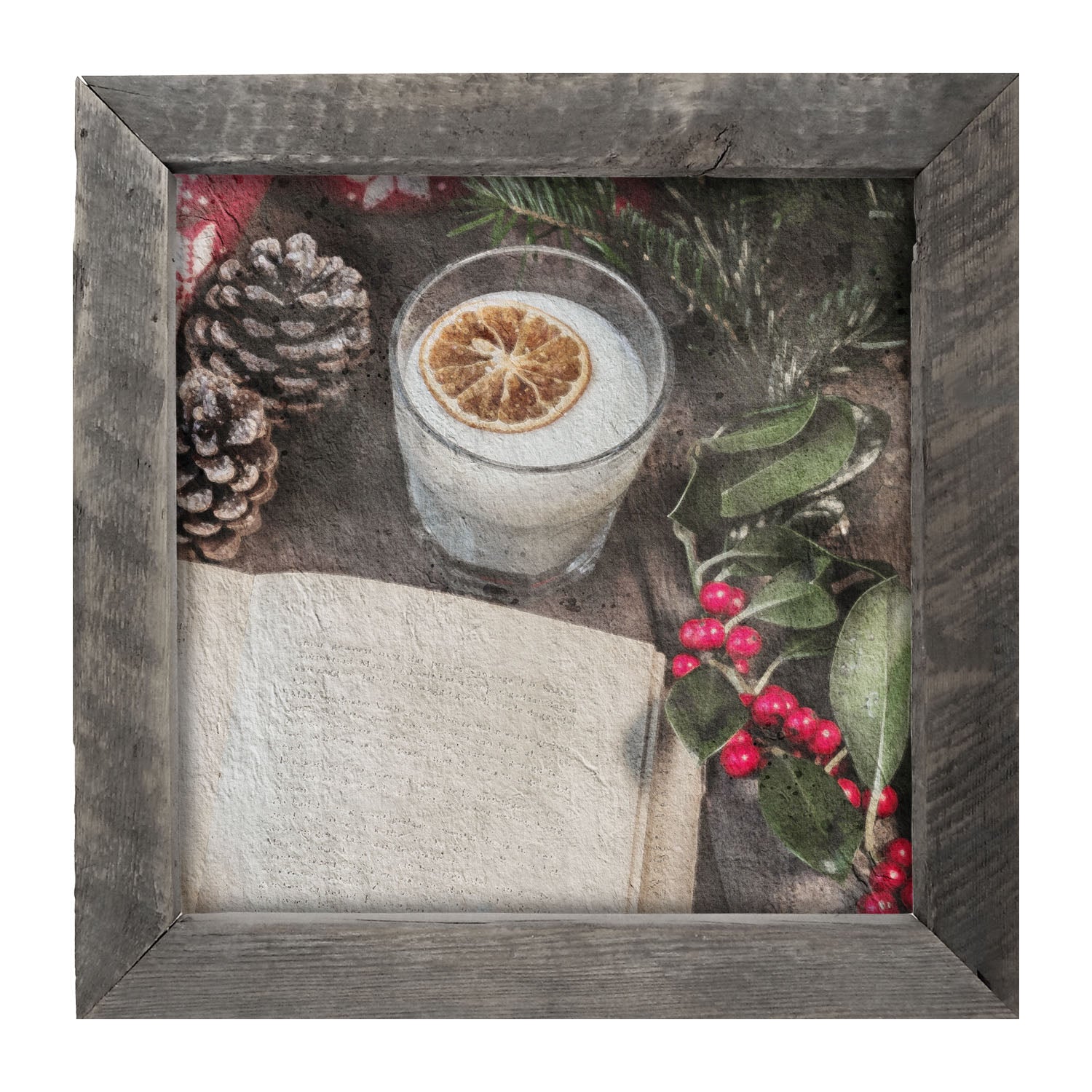 Christmas book with berries - Framed art
